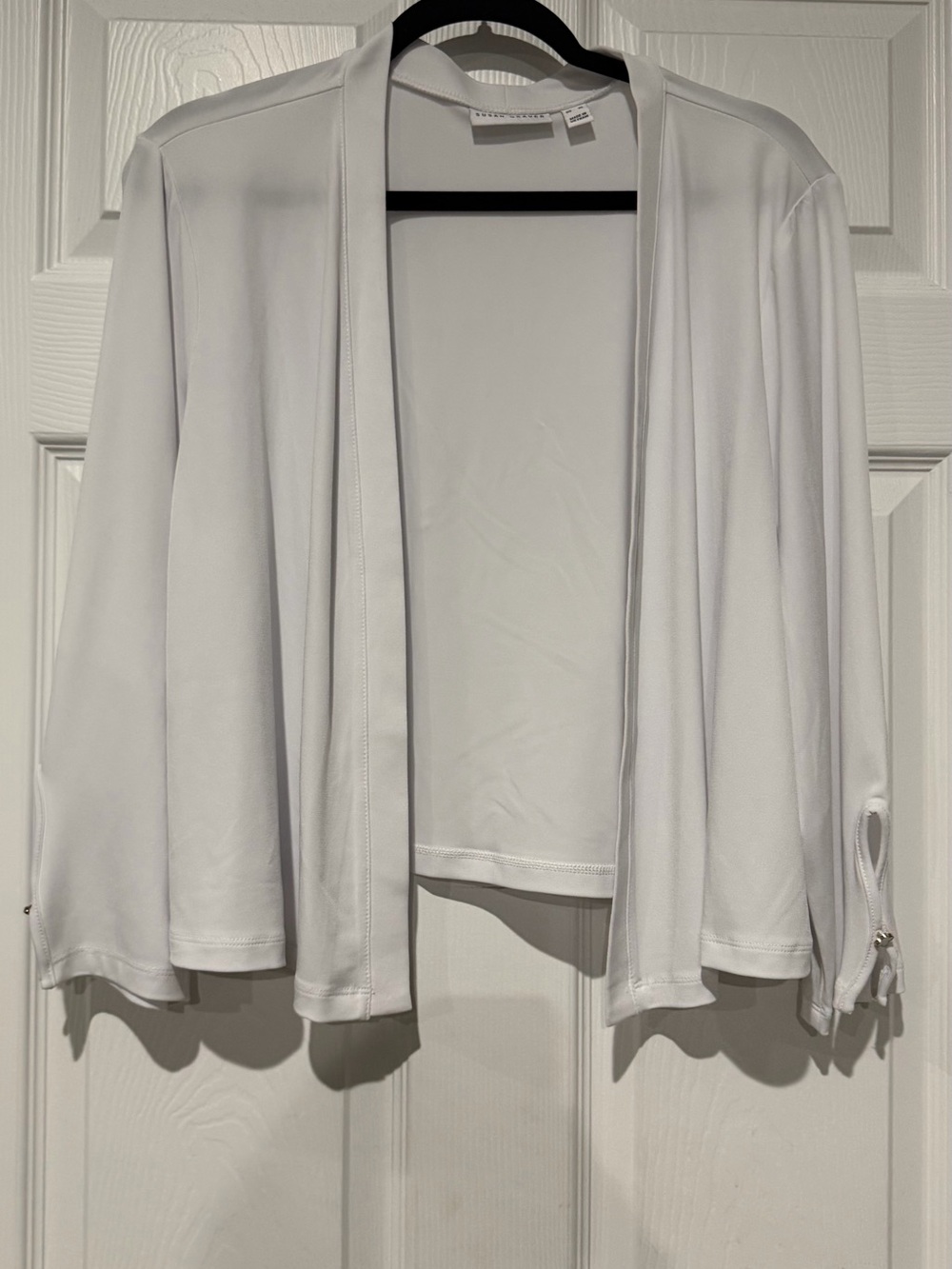 Susan Graver Open-Front Lightweight Jacket in White